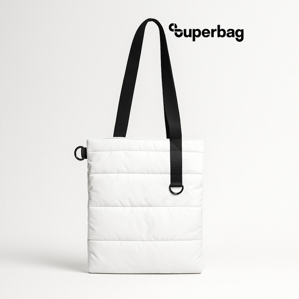 Шоппер Superbag Bubble, стёганый, с магнитной кнопкой (белый с черным)