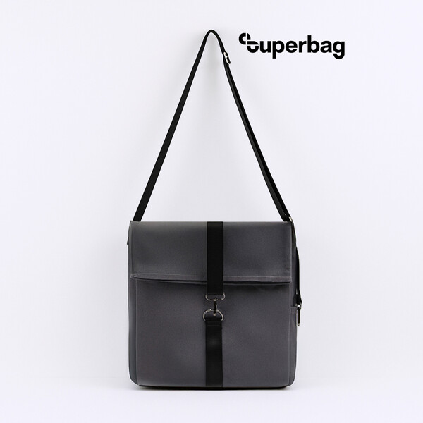Шоппер Superbag Companion, с тремя отделениями, боковым креплением (карабин) и карманом (серый с черным) серый с чёрным