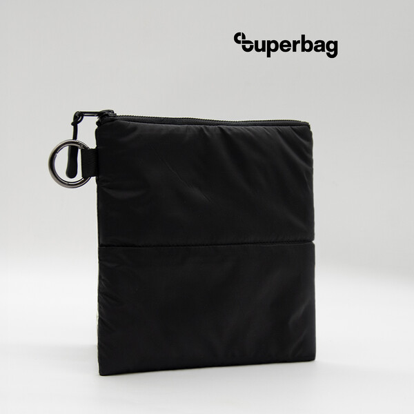 Органайзер для мелочей Superbag Bubble, стёганый, на молнии, с креплением на кольцо-карабин (черный)