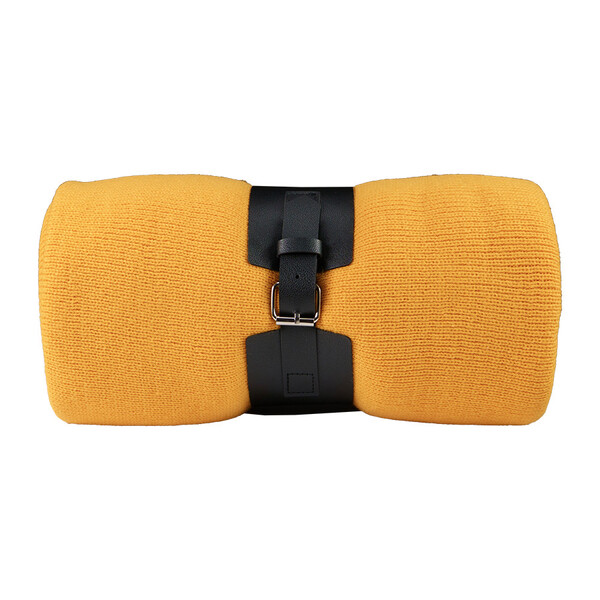Плед "Belt"; жёлтый; 130 х 180 см; 100% акрил, с поясом желт