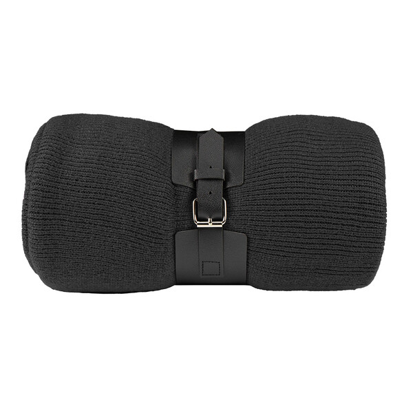 Плед "Belt"; чёрный; 130 х 180 см; 100% акрил, с поясом черн