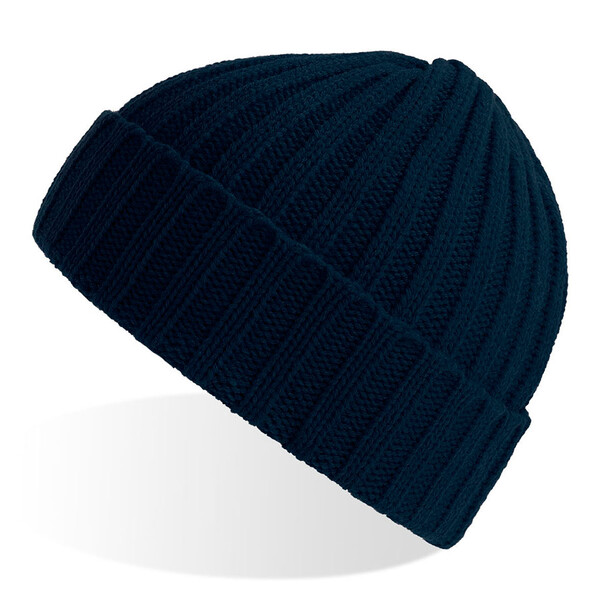 Шапка вязаная SHORE с отворотом из материала rPET/рециклированного полиэстера темно-син