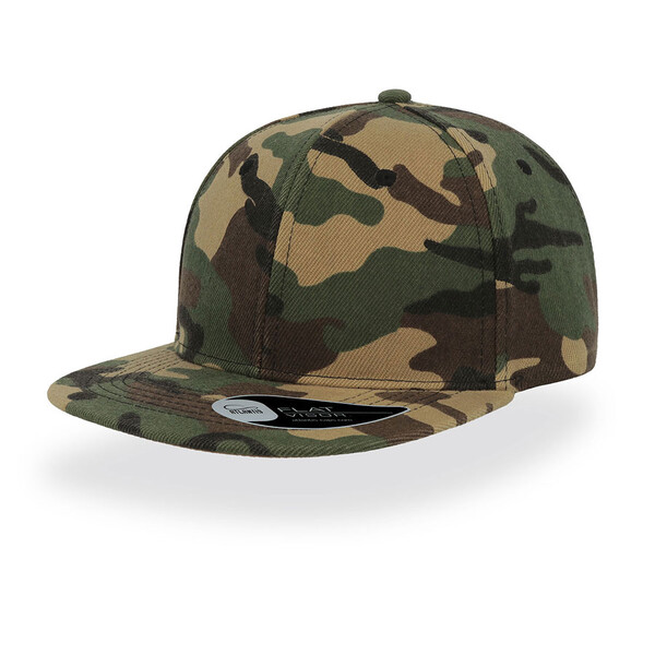Бейсболка SNAP BACK, 6 клиньев, пластиковая застежка зеленый камуфляж