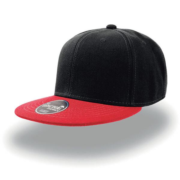 Бейсболка SNAP BACK, 6 клиньев, пластиковая застежка черный, красн