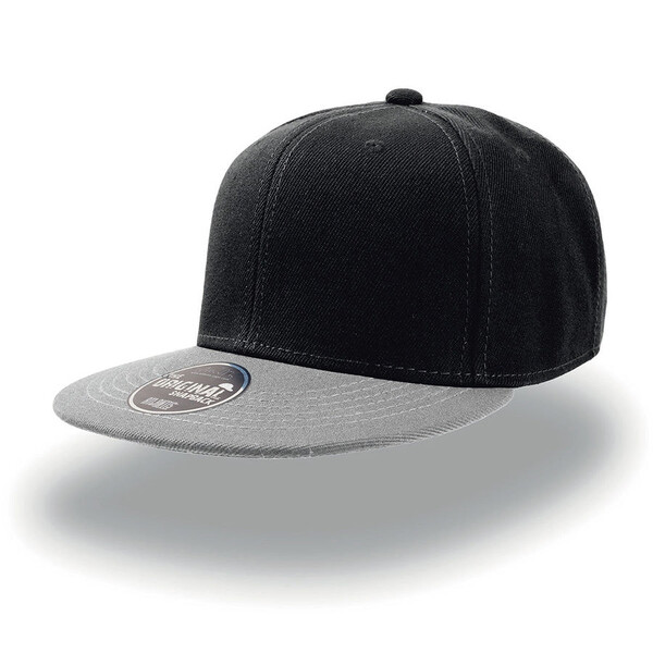 Бейсболка SNAP BACK, 6 клиньев, пластиковая застежка черный, сер