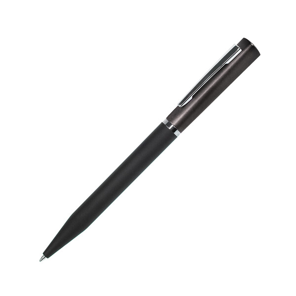 Ручка шариковая M1, пластик, металл, покрытие soft touch серый, черн