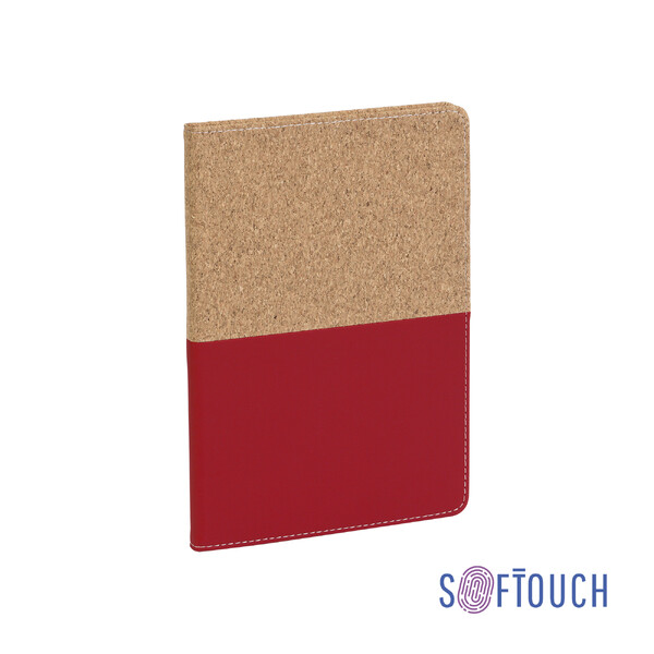 Блокнот "Фьюджи" уценка, формат А5, покрытие soft touch+пробка красн
