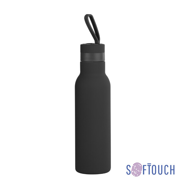 Бутылка для воды "Фитнес" 700 мл, покрытие soft touch черн