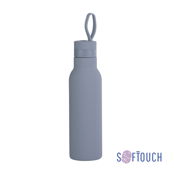 Бутылка для воды "Фитнес" 700 мл, покрытие soft touch сер