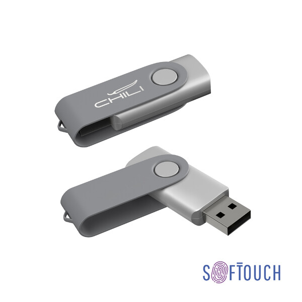 Флеш-карта "Vostok", объем памяти 16GB, покрытие soft touch# сер