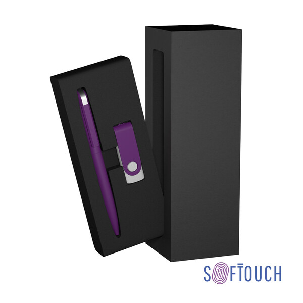 Набор ручка + флеш-карта 16 Гб в футляре, покрытие soft touch фиолетов