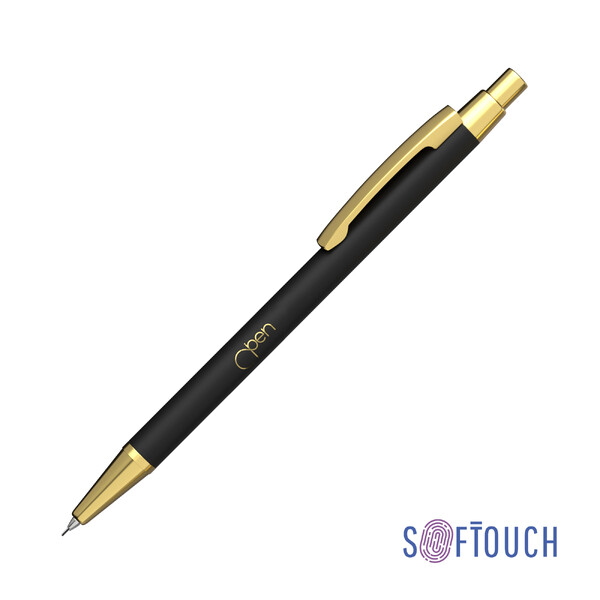 Карандаш механический "Ray", покрытие soft touch черный с золотом