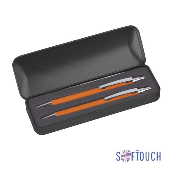 Набор "Ray" (ручка+карандаш), покрытие soft touch оранжев