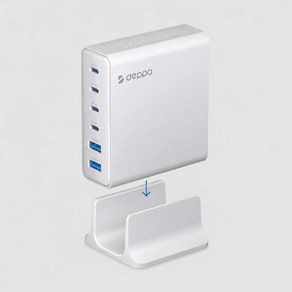Зарядная станция 4xUSB Type-C, 2xUSB, PD, QC, 160Вт, белый, Deppa