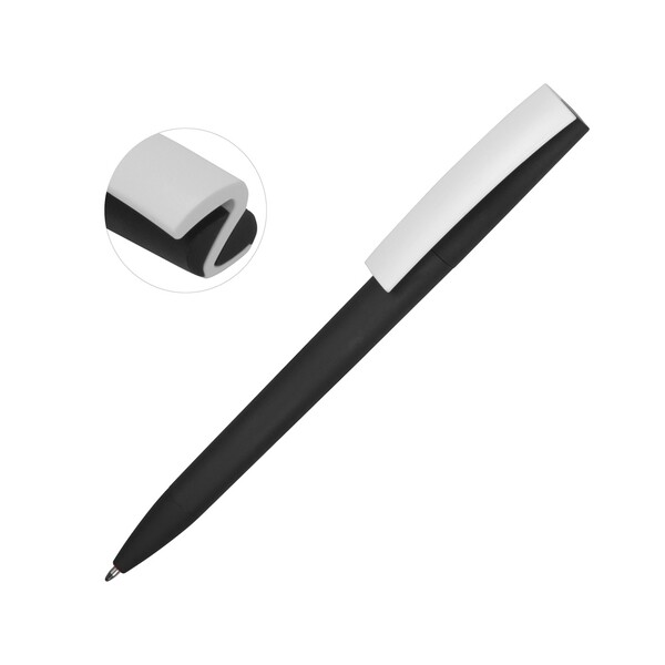 Ручка пластиковая soft-touch шариковая «Zorro», черный/белый