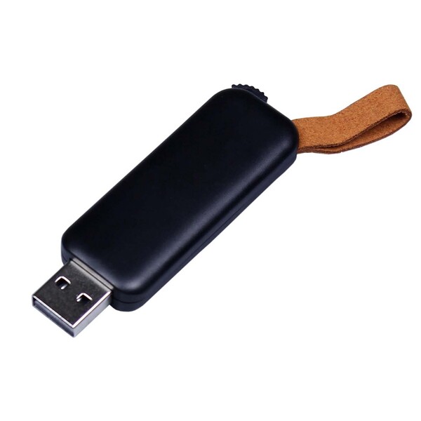 USB-флешка промо на 64 Гб прямоугольной формы, выдвижной механизм, черный