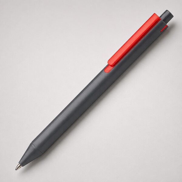Пластиковая шариковая ручка "Эрика" из RABS, серый/красный