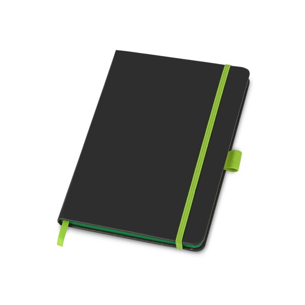 Блокнот "ColorNote Black", твердая обложка A5, 80 листов, черный с зеленым яблоком