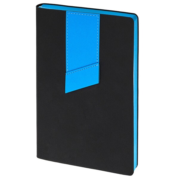 Ежедневник недатированный 15х21 см Bookmark (Soft Touch чёрный + Nice Touch голубой)