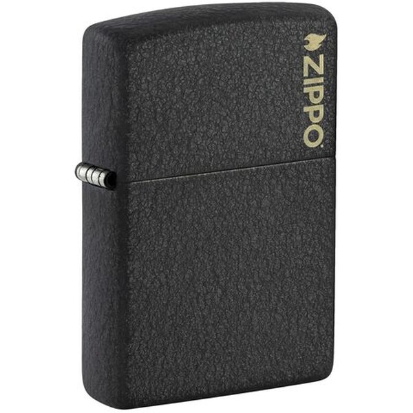 Зажигалка ZIPPO Logo с покрытием Black Crackle, латунь/сталь, чёрная, матовая, 38x13x57 мм, шт