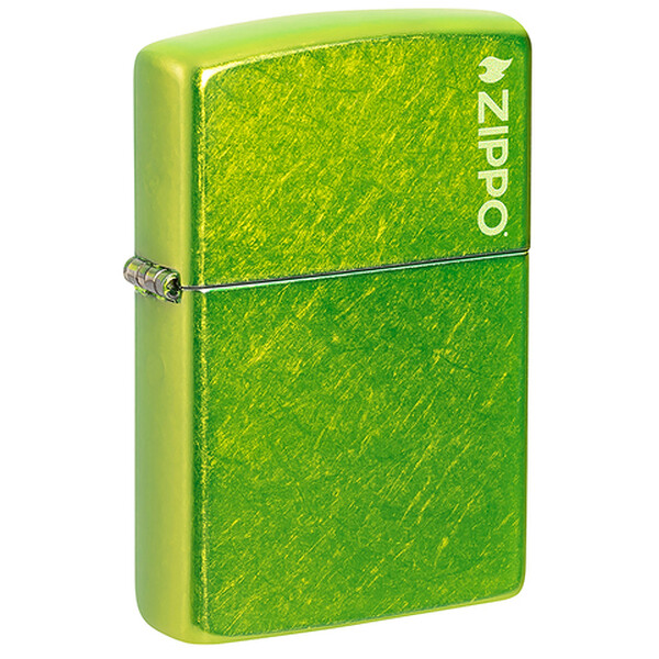 Зажигалка ZIPPO Logo с покрытием Lurid, латунь/сталь, зеленая, глянцевая, 38x13x57 мм, шт