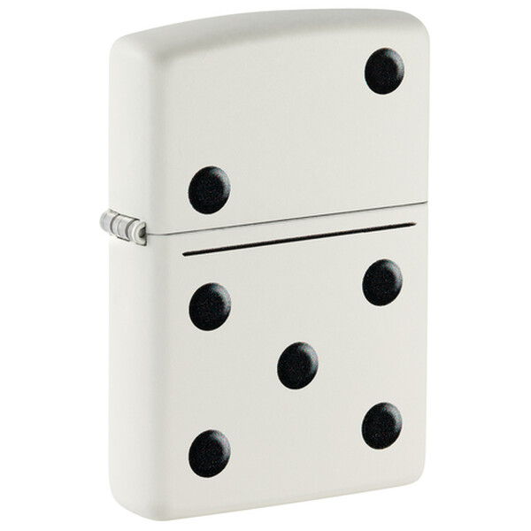 Зажигалка ZIPPO Домино с белым матовым покрытием | Domino Design White Matte, латунь/сталь, белая, м