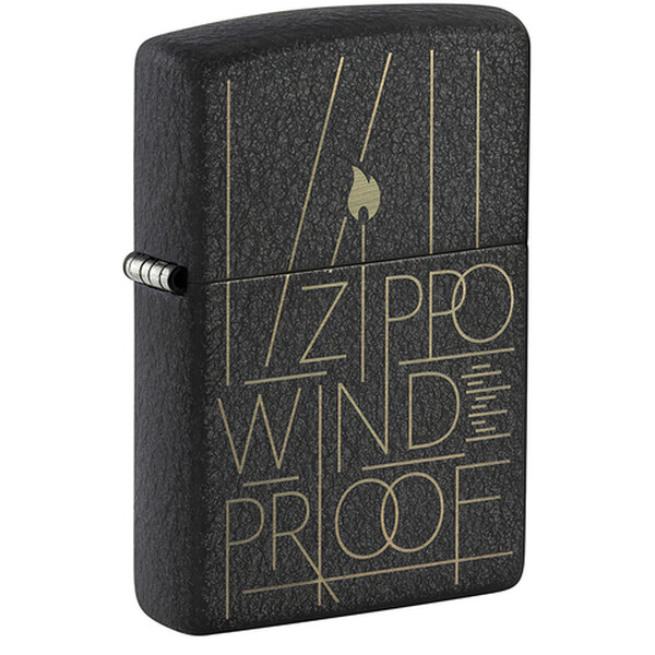 Зажигалка ZIPPO Line Art с покрытием Black Crackle, латунь/сталь, чёрная, матовая, 38x13x57 мм, шт