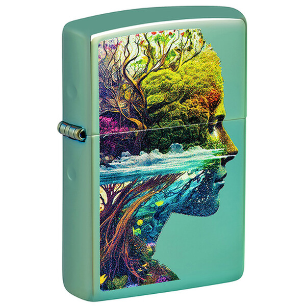 Зажигалка ZIPPO Единение с природой с зеленым глянцевым покрытием | One with Nature Design High Poli