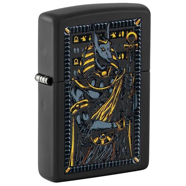 Зажигалка ZIPPO Anubis с покрытием Black Matte, латунь/сталь, черная, 38x13x57 мм, шт