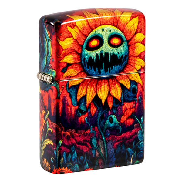 Зажигалка ZIPPO Spooky Sunflower с покрытием 540 Tumbled Brass, латунь/сталь, разноцветная, 38x13x57