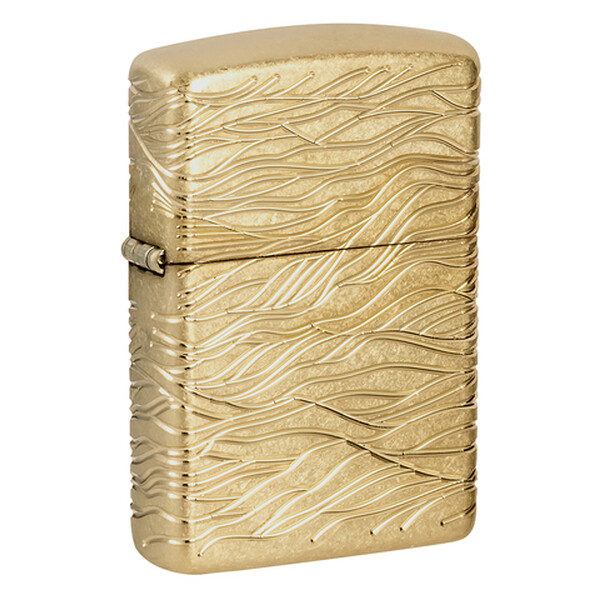 Зажигалка ZIPPO Armor Luxury Waves Design с покрытием Tumbled Brass, латунь/сталь, золотистая, матов