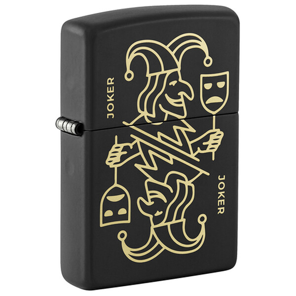 Зажигалка ZIPPO Masked Joker Design с покрытием Black Matte, латунь/сталь, черная, 38x13x57 мм, шт
