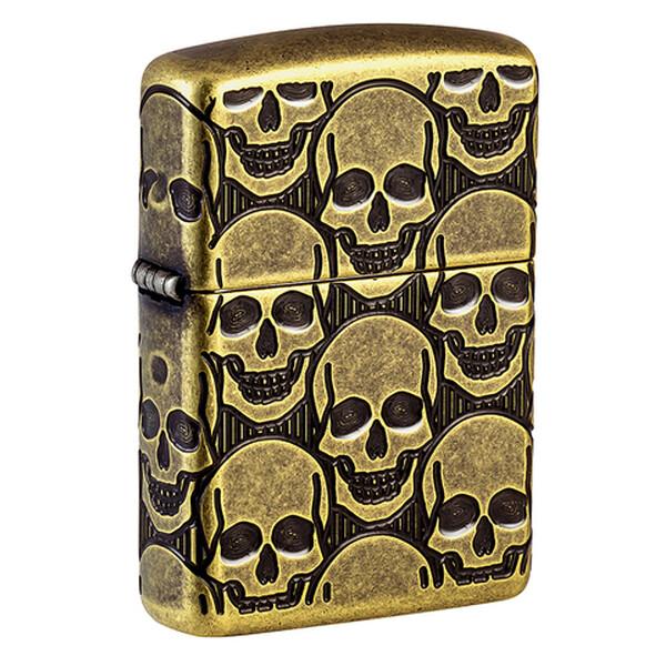 Зажигалка ZIPPO Armor Ухмыляющиеся черепушки с покрытием античная латунь | Cackling Cranium Antique