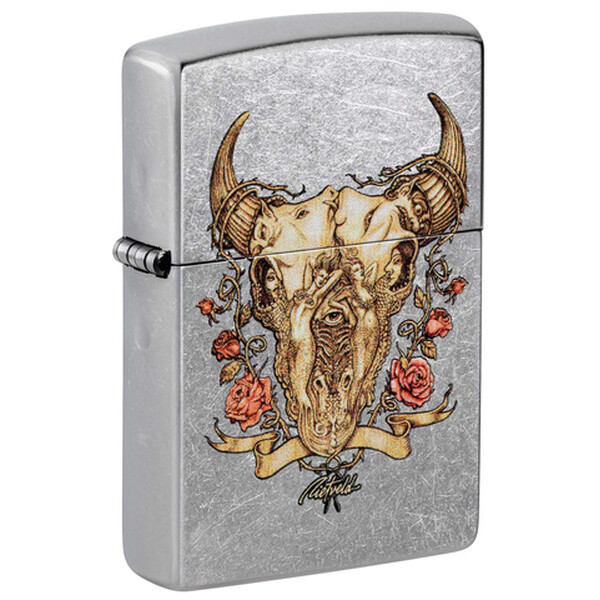 Зажигалка Zippo Rick Rietveld с покрытием Street Chrome, латунь/сталь, серебристая, 38x13x57 мм