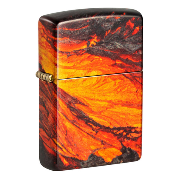 Зажигалка Zippo Lava Flow с покрытием 540 Tumbled Brass, латунь/сталь, оранжевая, 38x13x57 мм