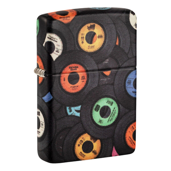 Зажигалка Zippo Records Design с покрытием 540 Matte, латунь/сталь, черная, 38x13x57 мм