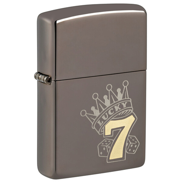 Зажигалка Zippo Lucky 7 Design с покрытием Black Ice®, латунь/сталь, черная, 38x13x57 мм