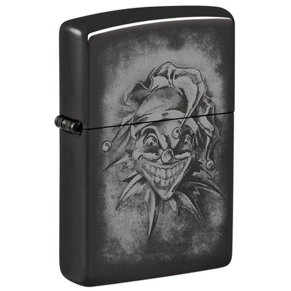 Зажигалка Zippo Clown с покрытием High Polish Black, латунь/сталь, черная, глянцевая, 38x13x57 мм