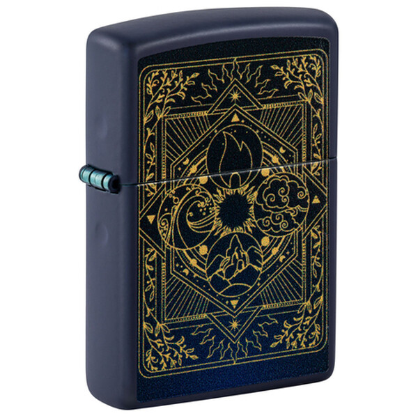 Зажигалка Zippo Elements Design с покрытием Navy Matte, латунь/сталь, синяя, матовая, 38x13x57 мм