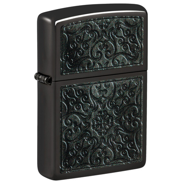 Зажигалка Zippo Pattern с покрытием High Polish Black, латунь/сталь, черная, глянцевая, 38x13x57 мм
