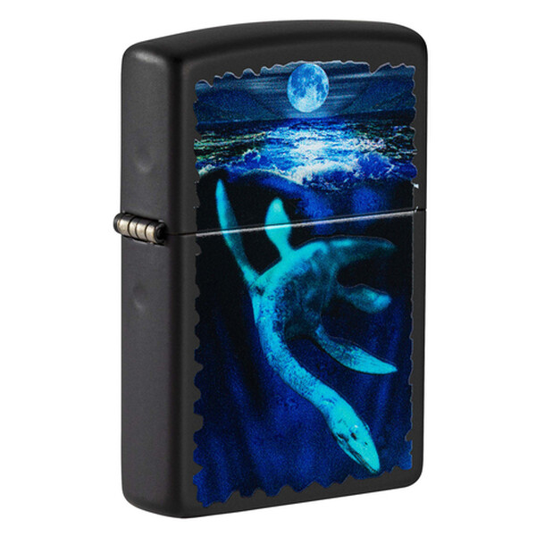 Зажигалка Zippo Lock Ness с покрытием Black Light, латунь/сталь, черная, матовая 38x13x57 мм