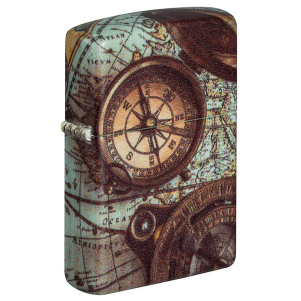 Зажигалка Zippo Compass Design с покрытием 540 Matte, латунь/сталь, разноцветная, 38x13x57 мм