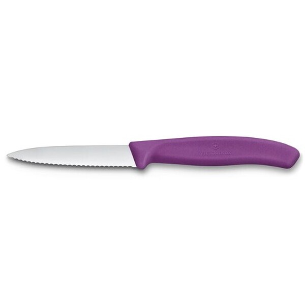 Нож Victorinox для очистки овощей, лезвие 8 см волнистое, фиолетовый