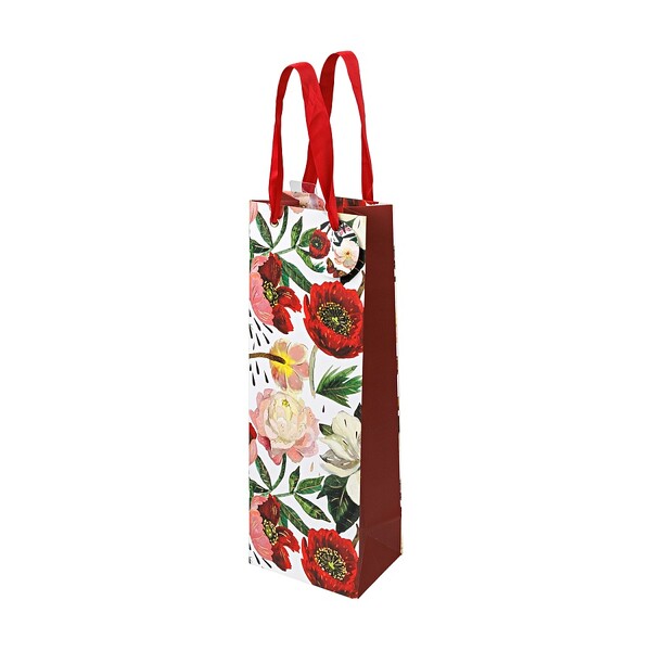ПАКЕТ ПОДАРОЧНЫЙ ПОД БУТЫЛКУ PREMIUM "FLORA.ПИОНЫ", 12.3 x 36 x 9 см многоцветн