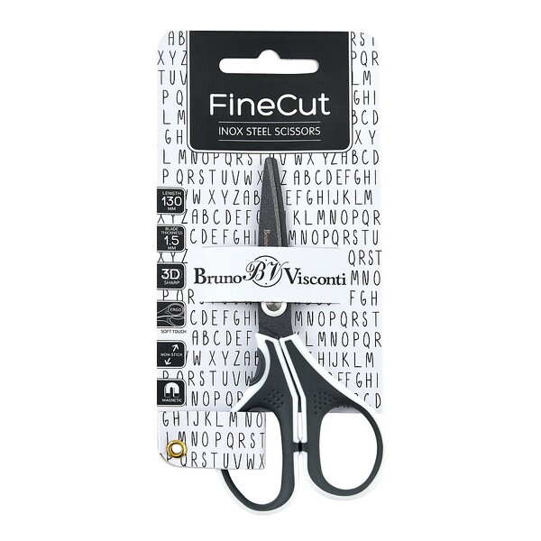 НОЖНИЦЫ  С ТЕФЛОНОВЫМ ПОКРЫТИЕМ, "FINECUT" 13 см. (эргономичные ручки) Белый/Чёрн