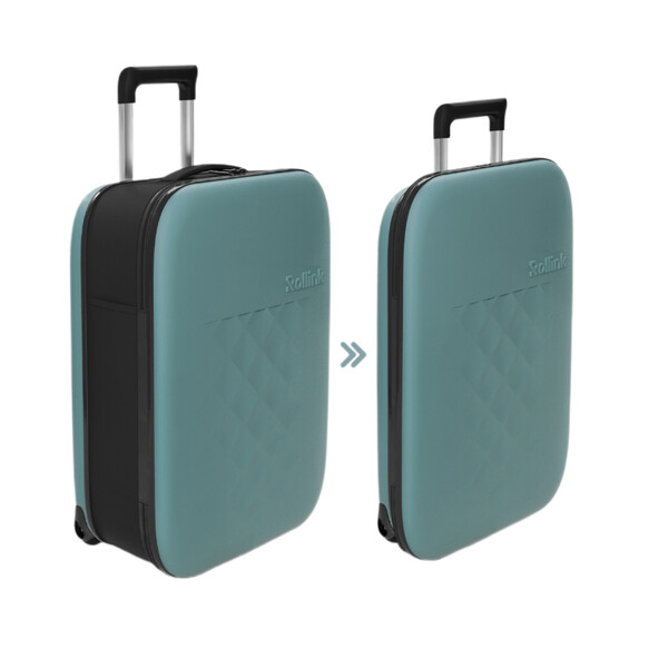 Чемодан складной Rollink Vega II 55x40x20 см, 2 колеса, бирюзовый зеленый айсберг темно-сер
