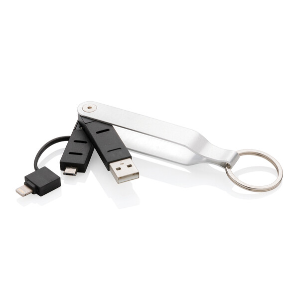 USB-кабель MFi 2 в 1 серебрян черн
