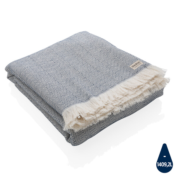 Накидка Ukiyo Hisako из хлопка AWARE™, 100x180 см темно-син