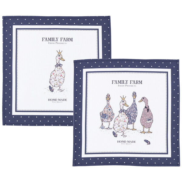 НАБОР САЛФЕТОК ИЗ 2-Х ШТ "FAMILY FARM",40Х40СМ, 100% ХЛОПОК ,СИНИЙ,ТВИЛ,