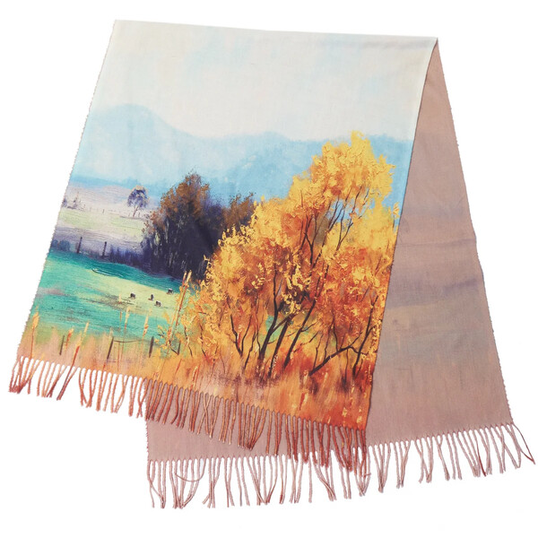 Принтованный палантин из тонкого сукна с шёлком в брендированной коробке